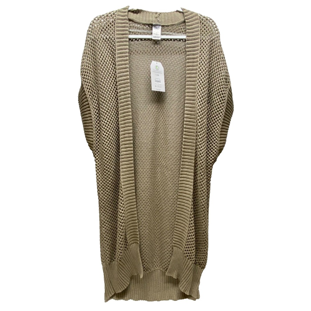 Time and Tru Open Front Cardigan Women's L/XL Beige Tan Layering Duster NWT